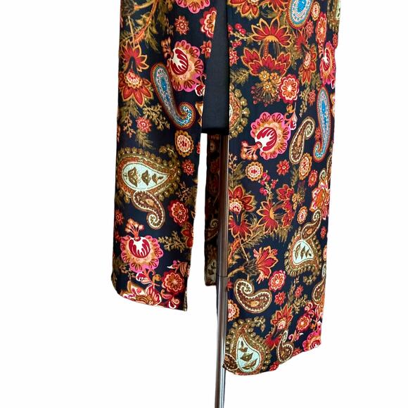 Cupio Dark Floral Paisley Sleeveless Long Line Top Button Up LG Boho Cottagecore - Picture 4 of 10